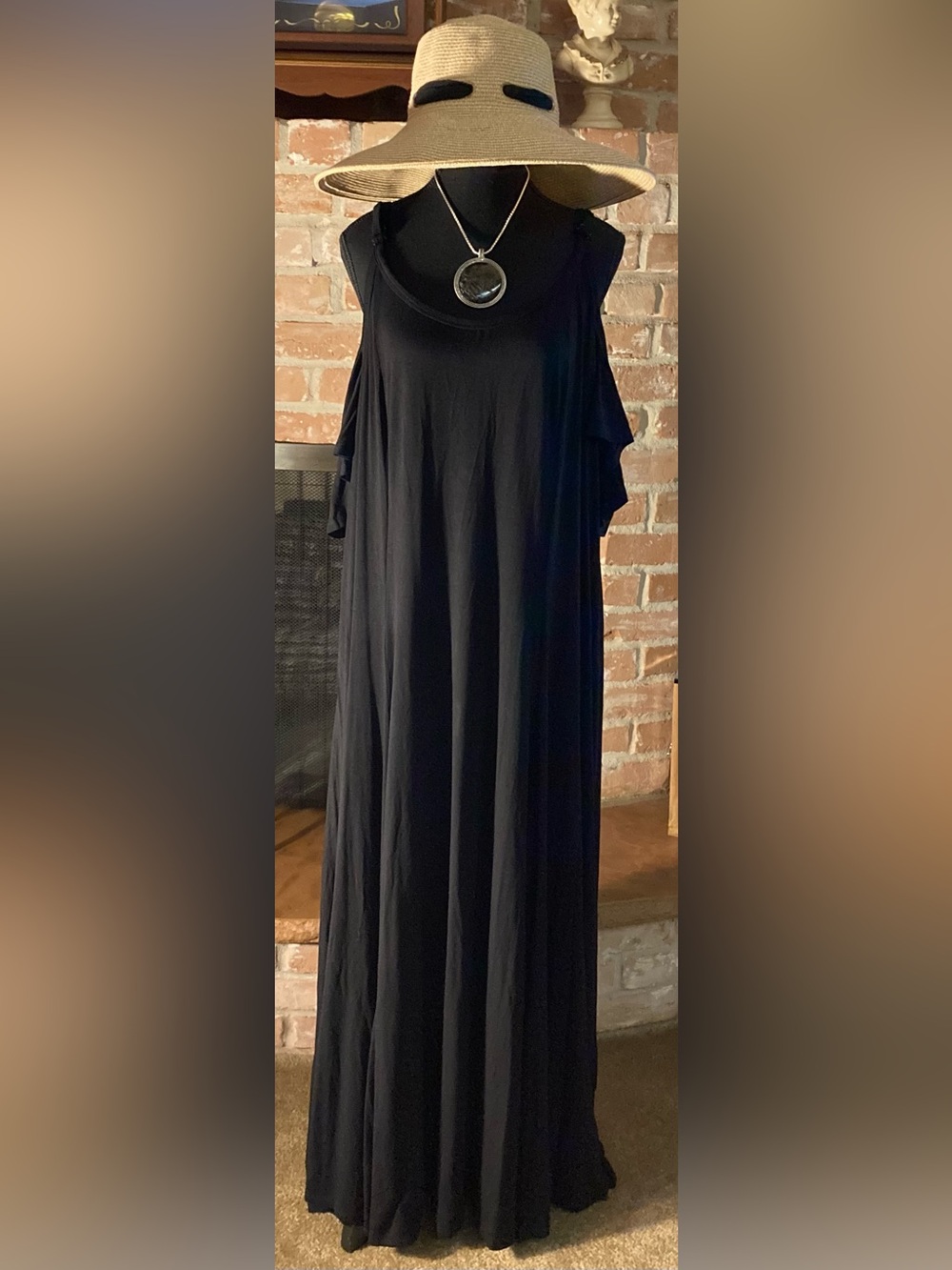 torrid Black Maxi Cold Shoulder Dress with Flutter Sleeves